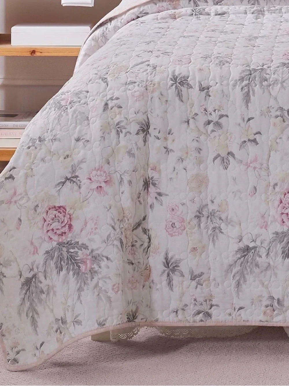 Classic Floral Quilt Set in Soft White and Pink - Laura Ashley